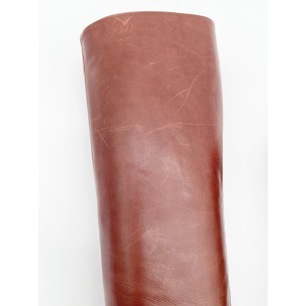 Jimmy Choo Vintage Y2K Mahogany Peony Square Toe Leather Knee High Boots IT 38 - Picture 6 of 14